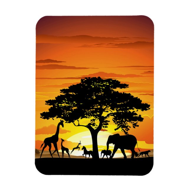 Ímã Animais Selvagens no Sunset da savana africana (Vertical)