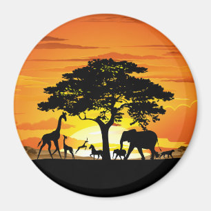 Imã Animais Selvagens no Sunset da savana africana