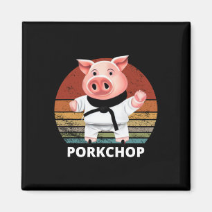 Imã Animais Trocam Pig Karate Pork Chop Pun