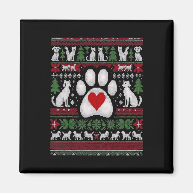 Imã Animais Veterinários do Natal Feios Cães Gatos Mer (Frente)