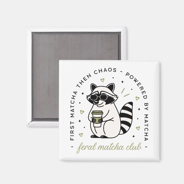 Imã animal engraçado kawaii do clube matcha bebendo Ra (Front/Back)
