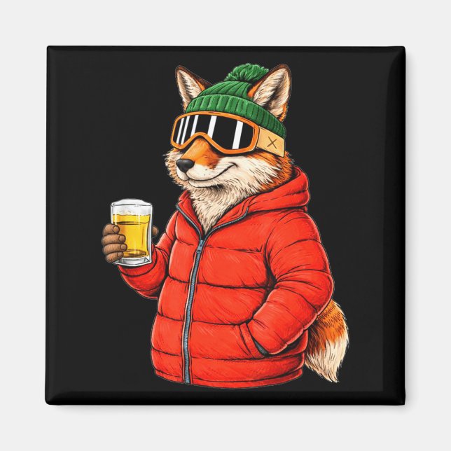 Imã Animal motifs fox party après ski shirt skiingAnim (Frente)