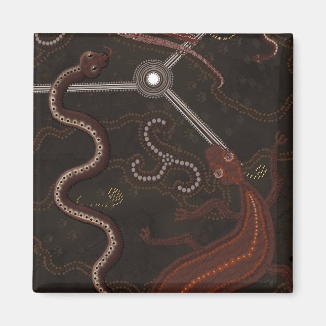 Imã "Animal Tracks" - Artes Aboriginais Australianas (Frente)