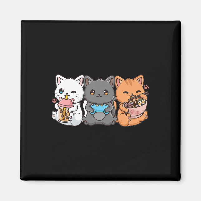 Imã Anime Bo Tea Bubble Tea Gamer Ramen Cat (Frente)
