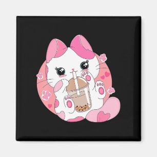 Imã Anime Bonito Kawaii Cat Boba Bubble Tea Girls Cost