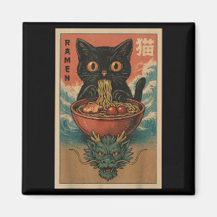 Imã Anime Cat Ramen Japonês Engraçado Art Kawaii Cat E
