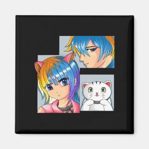 Imã Anime Girl Cat Otaku Anime Merch Kawaii Coisas