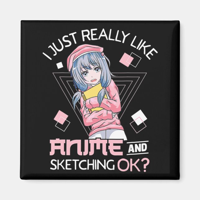 Imã Anime Girl Waifu Que Ama Anime Ramen E Sketchi (Frente)