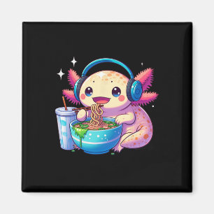 Imã Anime Kawaii Axolotl Comendo Ramen Noodles Tee