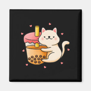 Imã Anime Kawaii Cat Boba Bubble Tea Anime Merch prese