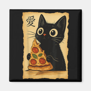 Imã Anime Kawaii Japonês Gata Pizza Aestética Cat Eati