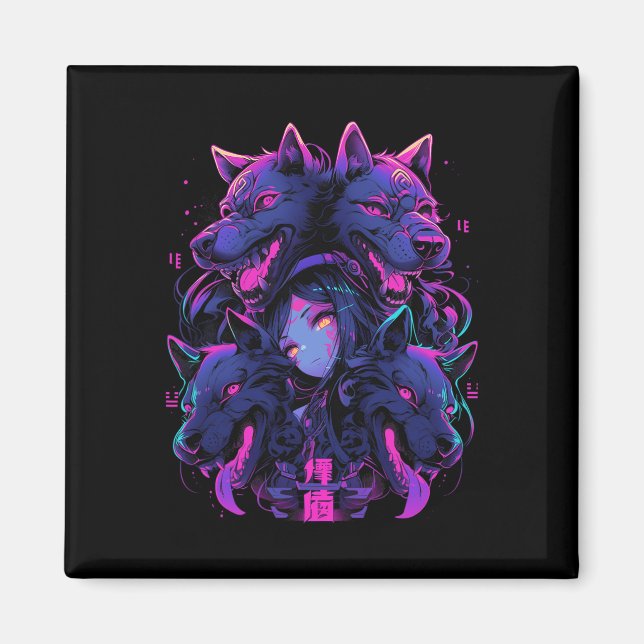 Imã Anime Manga Cyberpunk Aestética Techwear Harajuku (Frente)