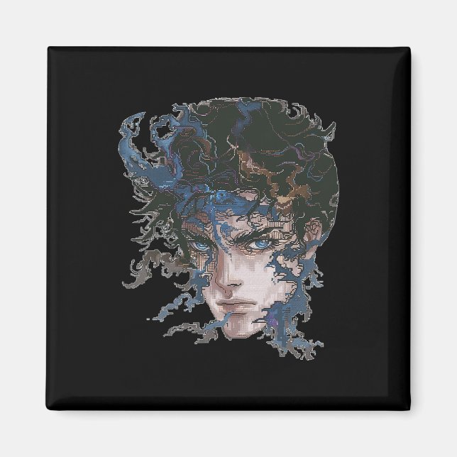 Imã Anime Manga Motif Blue-eye Art Anime (Frente)