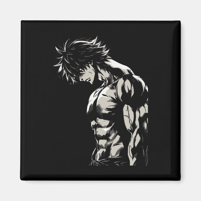 Imã Anime Men Character Bicep Workout Motivational  (Frente)