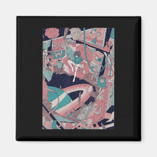 Imã Anime Retro 90s Lofi Girl Aestética Japonês Otaku