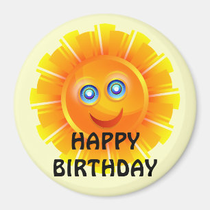 Imã ANIVERSÁRIO: Adesivo de aniversário de sol