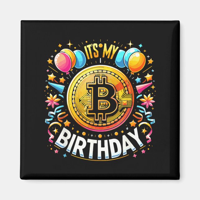Imã Aniversário Btc Cripto Aniversário Bitcoin B-Day H (Frente)