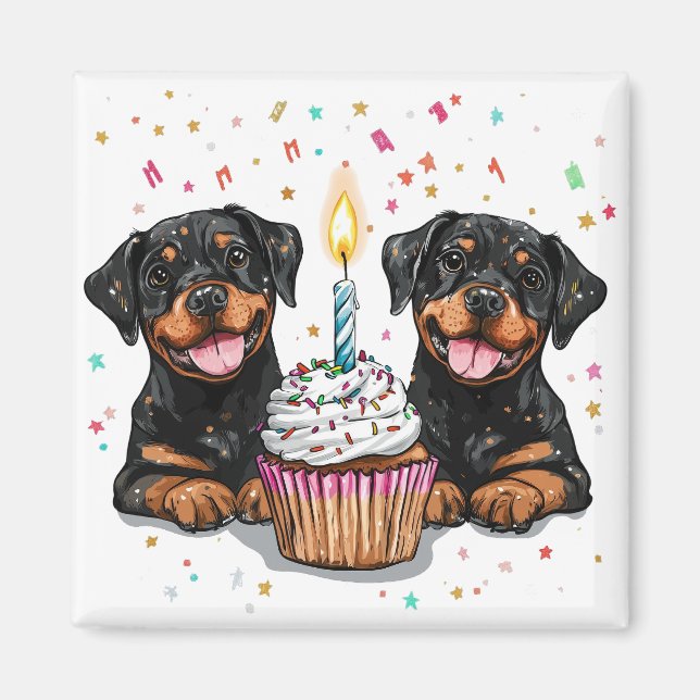 Imã Aniversário Cães Rottweiler (Frente)