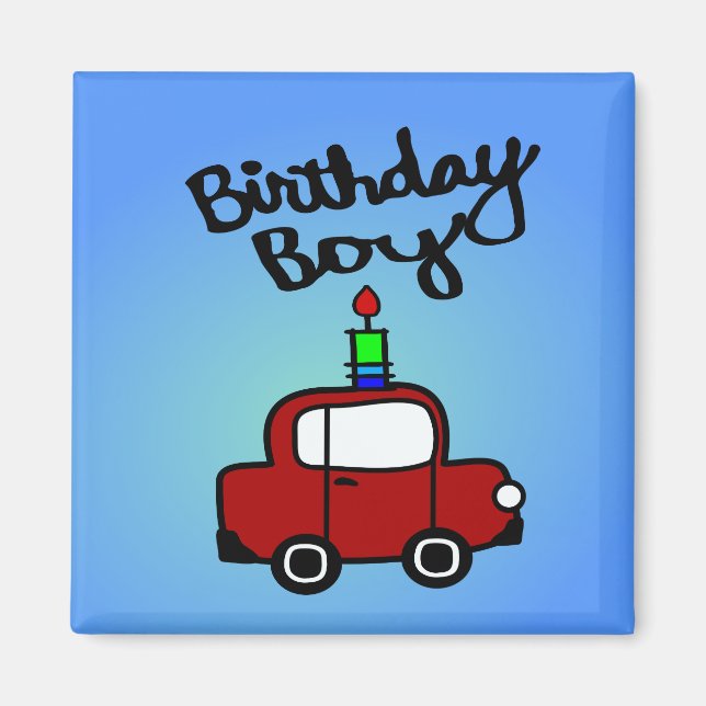 Imã Aniversário Com Vela E Carro Vermelho (Frente)
