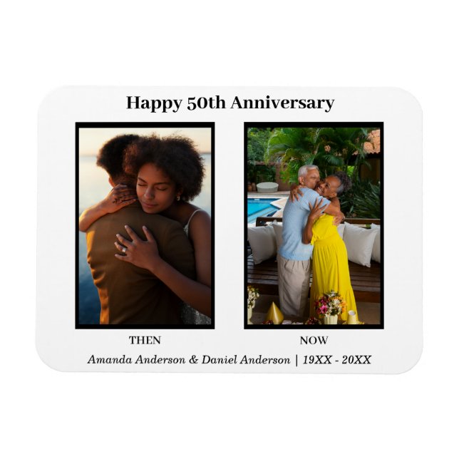 Ímã Aniversário da Colagem de Fotos em Preto e Branco  (Horizontal)