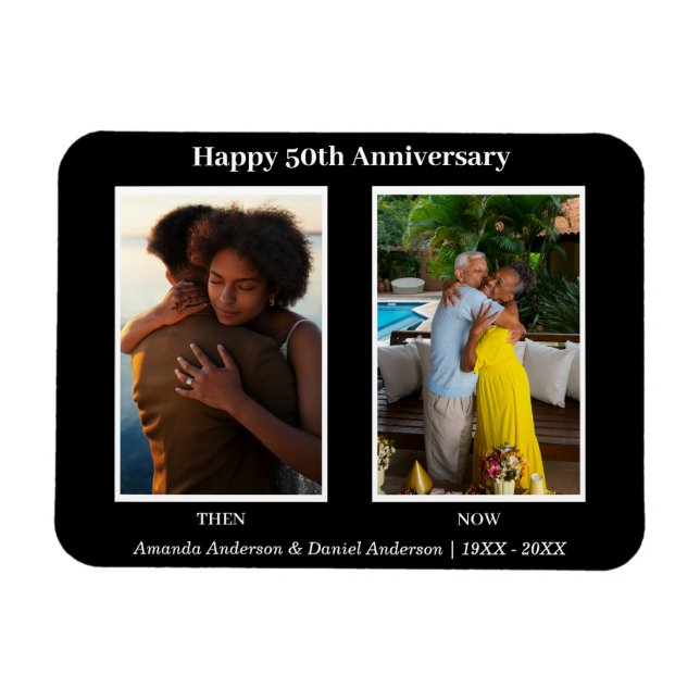 Ímã Aniversário da Colagem de Fotos em Preto e Branco  (Horizontal)