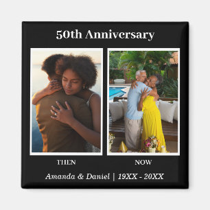 Imã Aniversário da Colagem de Fotos em Preto e Branco 