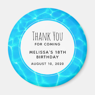 Imã Aniversário da Piscina Azul Foto De Água Obrigad