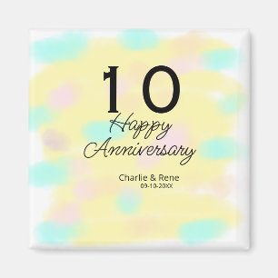 Imã aniversário de 10 anos de casamento amarelo pastel