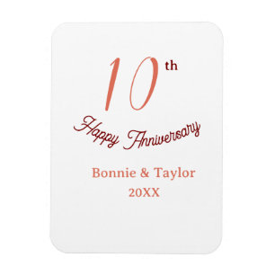 Ímã aniversário de 10 anos de casamento pêssego pastel