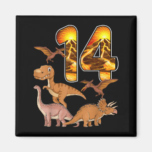 Imã Aniversário de 14 anos Dinosaur T-rex 14 Anos de i
