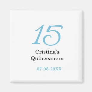 Imã aniversário de 15 anos da quinceanera azul preto l