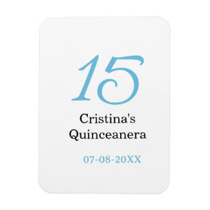 Ímã aniversário de 15 anos da quinceanera azul preto l