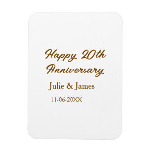 Ímã Aniversário de 20 anos feliz marrom dourado nome d