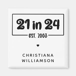 Imã Aniversário de 21 anos 21 personalizado em 24 de a