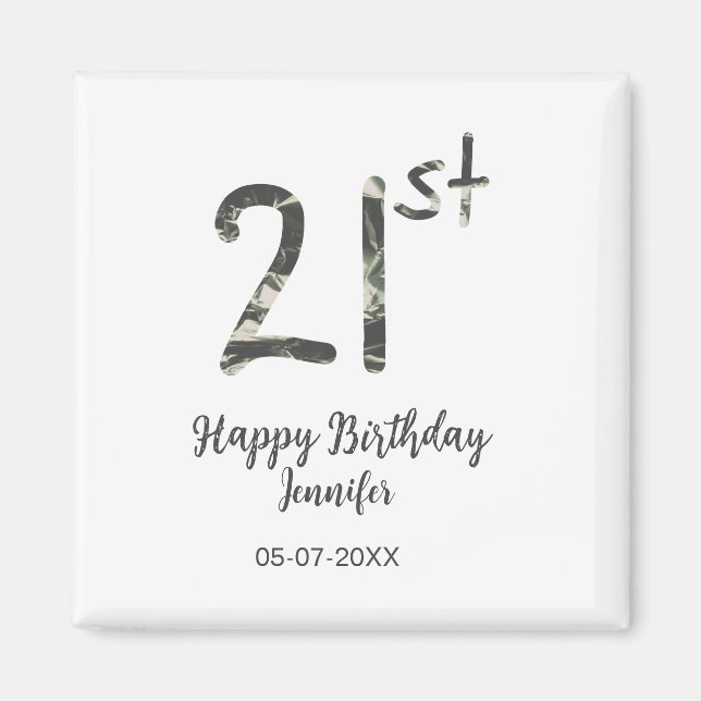 Imã aniversário de 21 anos adiciona nome data ano mode (Frente)