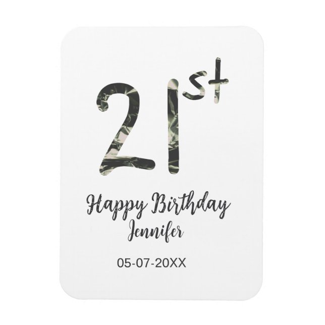 Ímã aniversário de 21 anos adiciona nome data ano mode (Vertical)
