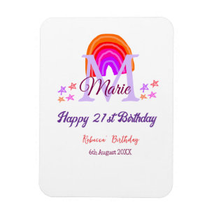 Ímã Aniversário de 21 anos cor-de-rosa feliz adiciona