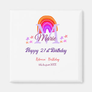 Imã Aniversário de 21 anos cor-de-rosa feliz adiciona 