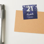 Imã aniversário de 21 anos marinho estrelas prateadas<br><div class="desc">Para uma festa de aniversário de 21 anos. Uma cor azul de fundo marinho com estrelas de falso prata. A cor azul é irregular. Adicione seu nome,  texto. Pode ser usado como um lembrete Salvar a Data para seus convidados,  a favor do partido ou como uma manutenção.</div>