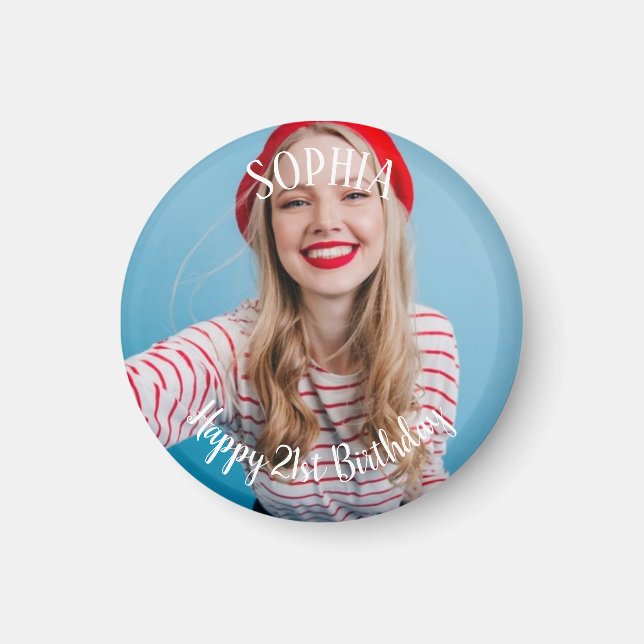 Imã aniversário de 21 anos personalizado (Frente)