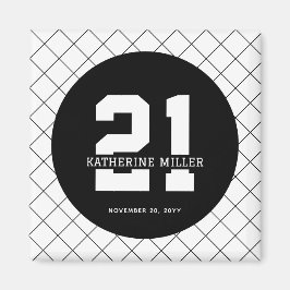 Imã Aniversário de 21 anos personalizado moderno e ele