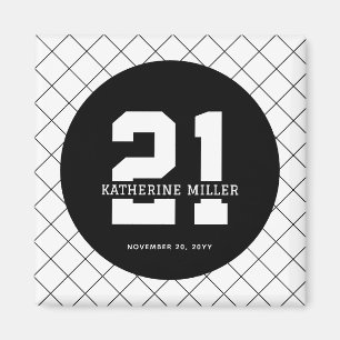 Imã Aniversário de 21 anos personalizado moderno e ele