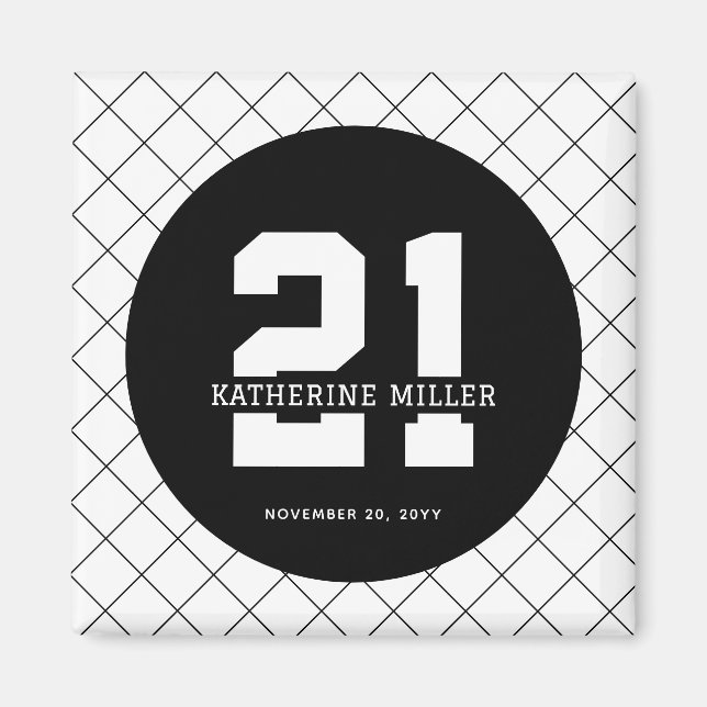 Imã Aniversário de 21 anos personalizado moderno e ele (Frente)