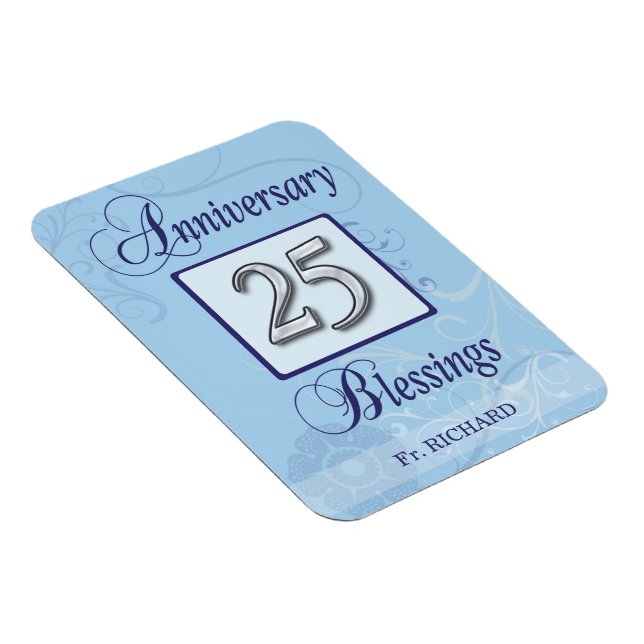 Ímã Aniversário de 25 em Azul e Prata (Lado Direito)