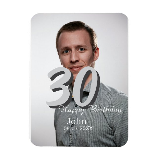 Ímã aniversário de 30 anos adiciona nome data ano ano  (Vertical)
