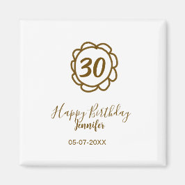 Imã aniversário de 30 anos adiciona nome data ano ouro