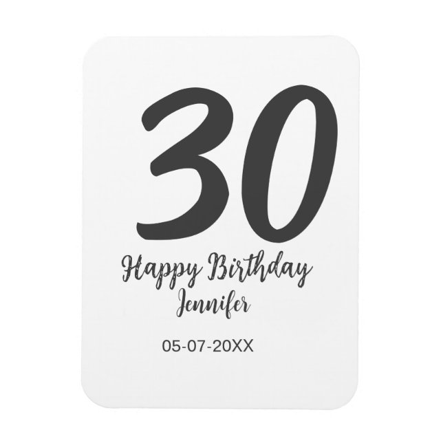 Ímã aniversário de 30 anos adicionar nome data ano ano (Vertical)