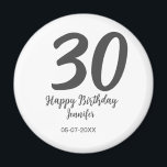 Imã aniversário de 30 anos adicionar nome data ano ano<br><div class="desc">design editável</div>