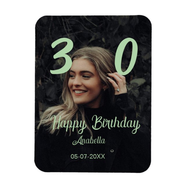 Ímã aniversário de 30 anos adicionar nome data ano ver (Vertical)