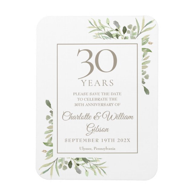 Ímã Aniversário de 30 anos de Casamento Save the Date  (Vertical)